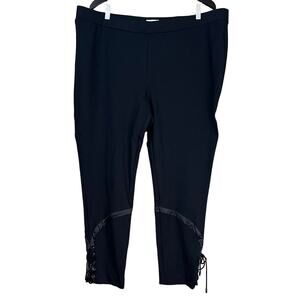 Haute Hippie Tribe Black Ponte Pants Lace Up Ankle Size 2X